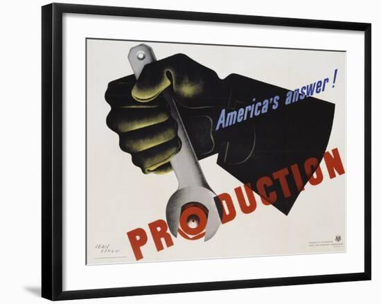 Production - America's Answer! Poster-Jean Carlu-Framed Giclee Print