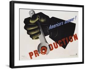 Production - America's Answer! Poster-Jean Carlu-Framed Giclee Print