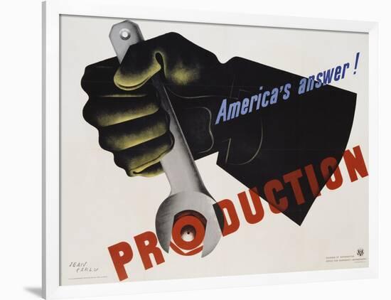 Production - America's Answer! Poster-Jean Carlu-Framed Giclee Print