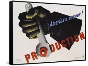Production - America's Answer! Poster-Jean Carlu-Framed Stretched Canvas