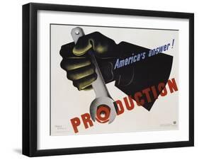 Production - America's Answer! Poster-Jean Carlu-Framed Giclee Print