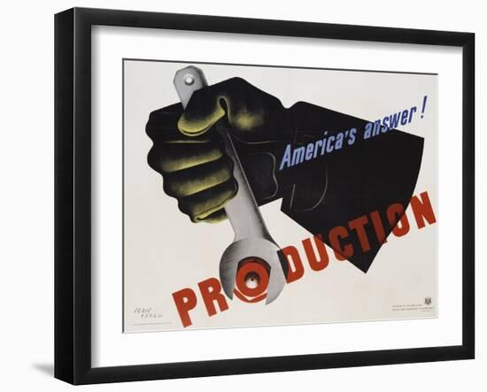 Production - America's Answer! Poster-Jean Carlu-Framed Giclee Print