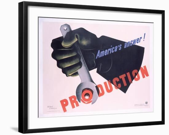 Production - America's Answer! Poster-Jean Carlu-Framed Premium Giclee Print