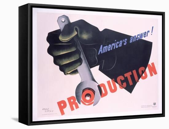 Production - America's Answer! Poster-Jean Carlu-Framed Stretched Canvas