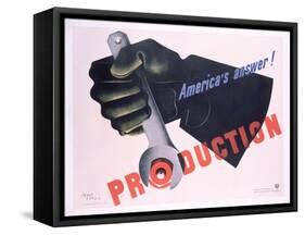 Production - America's Answer! Poster-Jean Carlu-Framed Stretched Canvas