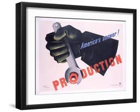 Production - America's Answer! Poster-Jean Carlu-Framed Giclee Print