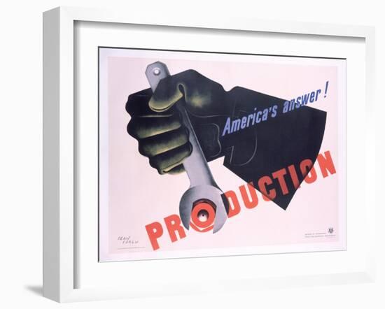 Production - America's Answer! Poster-Jean Carlu-Framed Giclee Print