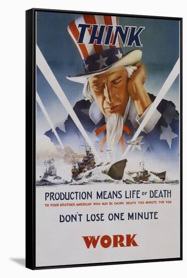 Production Means Life or Death Poster-C. Chickering-Framed Stretched Canvas