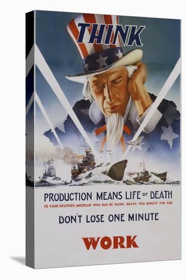 Production Means Life or Death Poster-C. Chickering-Stretched Canvas