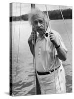 Prof. Albert Einstein on His Sailboat at Saranac Lake in the Adirondacks-null-Stretched Canvas