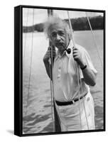 Prof. Albert Einstein on His Sailboat at Saranac Lake in the Adirondacks-null-Framed Stretched Canvas