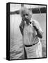 Prof. Albert Einstein on His Sailboat at Saranac Lake in the Adirondacks-null-Framed Stretched Canvas