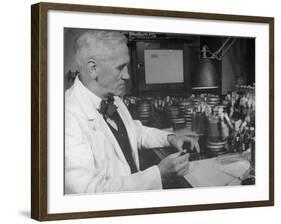 Prof. Alexander Fleming Working in Laboratory-null-Framed Photographic Print