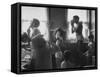 Professional Couple's Big Family, Sharing the Only Bathroom, Early in the Morning-Gordon Parks-Framed Stretched Canvas