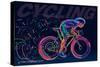 Professional Cyclist Involved in a Bike Race. Vector Artwork in the Style of Paint Strokes.-archetype-Stretched Canvas