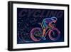 Professional Cyclist Involved in a Bike Race. Vector Artwork in the Style of Paint Strokes.-archetype-Framed Art Print