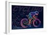 Professional Cyclist Involved in a Bike Race. Vector Artwork in the Style of Paint Strokes.-archetype-Framed Art Print