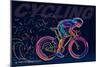 Professional Cyclist Involved in a Bike Race. Vector Artwork in the Style of Paint Strokes.-archetype-Mounted Art Print