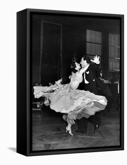 Professional Dancers Waltzing During a Show at the Rainbow Room Above Rockefeller Center-Peter Stackpole-Framed Stretched Canvas
