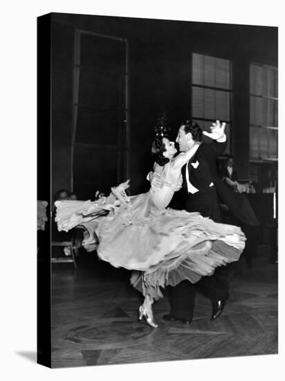 Professional Dancers Waltzing During a Show at the Rainbow Room Above Rockefeller Center-Peter Stackpole-Stretched Canvas
