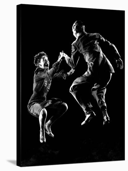 Professional Dancers Willa Mae Ricker and Leon James Show Off the Lindy Hop-Gjon Mili-Stretched Canvas