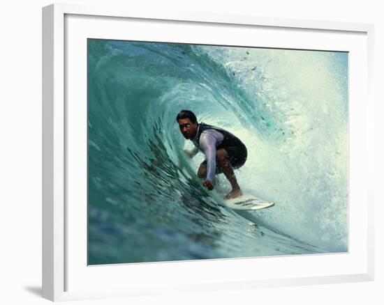 Professional Surfer Riding a Wave-Rick Doyle-Framed Photographic Print