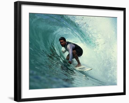 Professional Surfer Riding a Wave-Rick Doyle-Framed Photographic Print