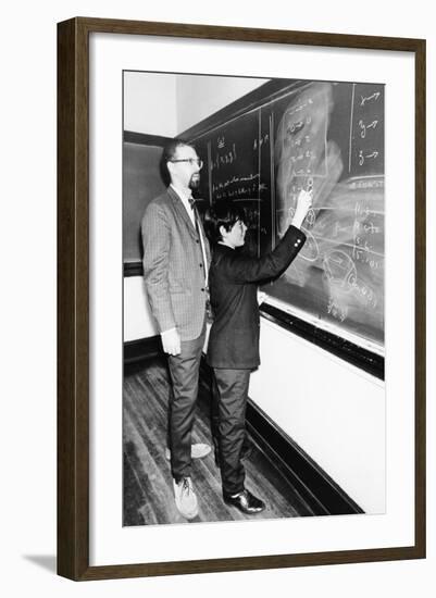 Professor Harry Dym, Works with His 12 Year Old Student, Matthew Marcus at New York City College-null-Framed Photo