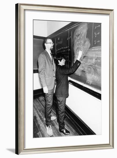 Professor Harry Dym, Works with His 12 Year Old Student, Matthew Marcus at New York City College-null-Framed Photo
