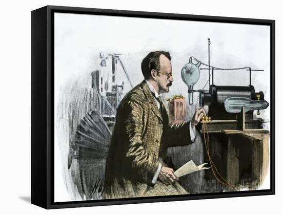 Professor J. J. Thomson in His Laboratory-null-Framed Stretched Canvas