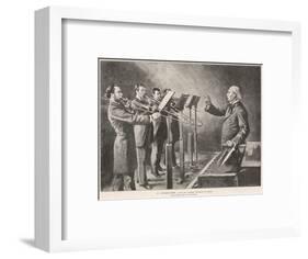 Professor M. Delisse Tutors a Quartet of Trombone Players-null-Framed Art Print