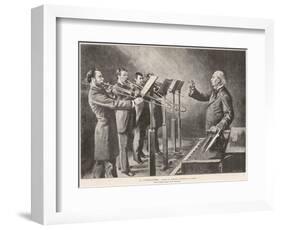 Professor M. Delisse Tutors a Quartet of Trombone Players-null-Framed Art Print