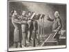 Professor M. Delisse Tutors a Quartet of Trombone Players-null-Mounted Art Print