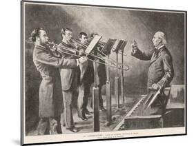 Professor M. Delisse Tutors a Quartet of Trombone Players-null-Mounted Art Print