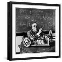 Professor Norbert Wiener, American Mathematician Who Founded Cybernetics, in Classroom at MIT-Alfred Eisenstaedt-Framed Premium Photographic Print