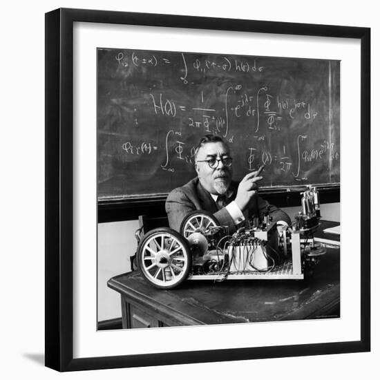 Professor Norbert Wiener, American Mathematician Who Founded Cybernetics, in Classroom at MIT-Alfred Eisenstaedt-Framed Premium Photographic Print