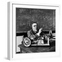 Professor Norbert Wiener, American Mathematician Who Founded Cybernetics, in Classroom at MIT-Alfred Eisenstaedt-Framed Premium Photographic Print