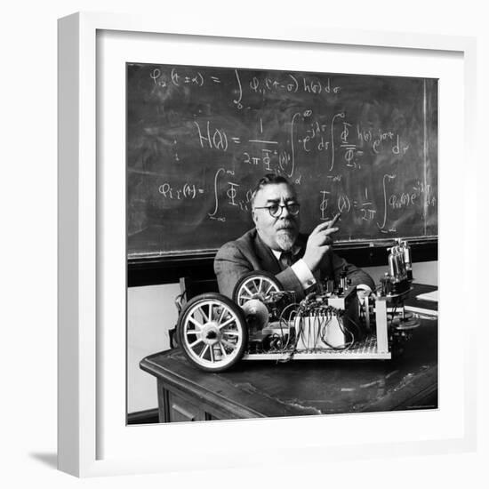 Professor Norbert Wiener, American Mathematician Who Founded Cybernetics, in Classroom at MIT-Alfred Eisenstaedt-Framed Premium Photographic Print