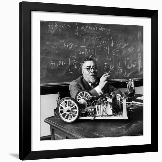 Professor Norbert Wiener, American Mathematician Who Founded Cybernetics, in Classroom at MIT-Alfred Eisenstaedt-Framed Premium Photographic Print