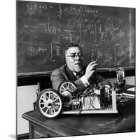 Professor Norbert Wiener, American Mathematician Who Founded Cybernetics, in Classroom at MIT-Alfred Eisenstaedt-Mounted Premium Photographic Print