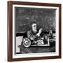 Professor Norbert Wiener, American Mathematician Who Founded Cybernetics, in Classroom at MIT-Alfred Eisenstaedt-Framed Premium Photographic Print