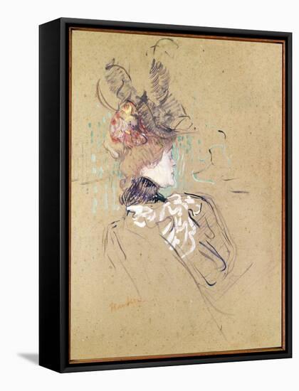 Profile of a Woman, 1896 (Oil on Card)-Henri de Toulouse-Lautrec-Framed Stretched Canvas