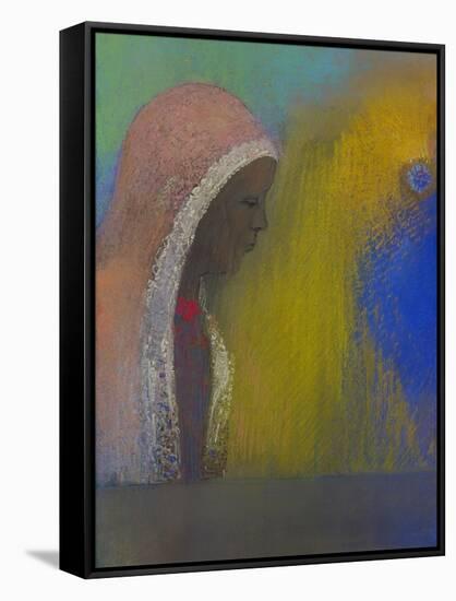 Profile of a Woman with a Pink Veil, 1885-Odilon Redon-Framed Stretched Canvas