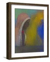 Profile of a Woman with a Pink Veil, 1885-Odilon Redon-Framed Giclee Print