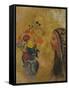 Profile of a Woman with a Vase of Flowers-Odilon Redon-Framed Stretched Canvas