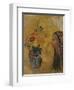 Profile of a Woman with a Vase of Flowers-Odilon Redon-Framed Giclee Print