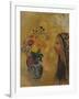 Profile of a Woman with a Vase of Flowers-Odilon Redon-Framed Giclee Print