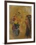 Profile of a Woman with a Vase of Flowers-Odilon Redon-Framed Giclee Print