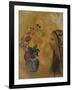 Profile of a Woman with a Vase of Flowers-Odilon Redon-Framed Giclee Print