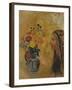 Profile of a Woman with a Vase of Flowers-Odilon Redon-Framed Giclee Print